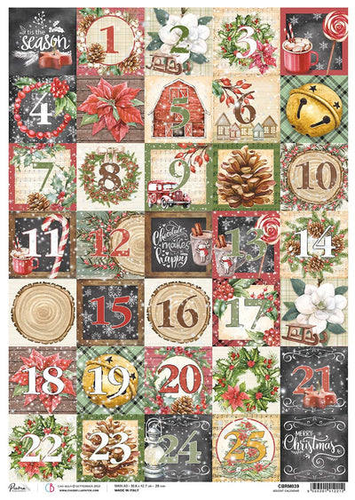Advent Calendar A3 Rice Paper Christmas Vibes Collection by Ciao Bella