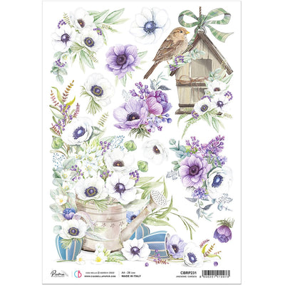 Anemone Garden - A4 Rice Paper Sparrow Hill Ciao Bella Collection