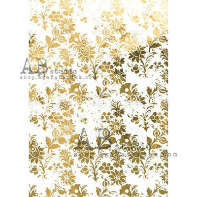 Distressed Gold Flowers Gilded Decoupage Rice Paper A4 Item No. 0204 by AB Studio