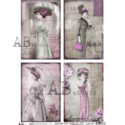 Dressed to Impress Cards Decoupage Rice Paper A3 Item No. 3074 by AB Studio
