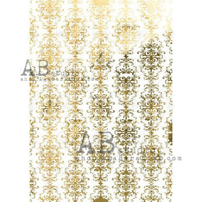 Elegant Damask Gilded Decoupage Rice Paper A4 Item No. 0196 by AB Studio