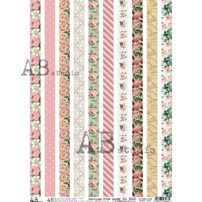 Floral and Pattern Borders Decoupage Rice Paper A3 Item No. 3165 by AB Studio