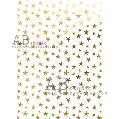 Gold Stars Gilded Decoupage Rice Paper A4 Item No. 0197 by AB Studio