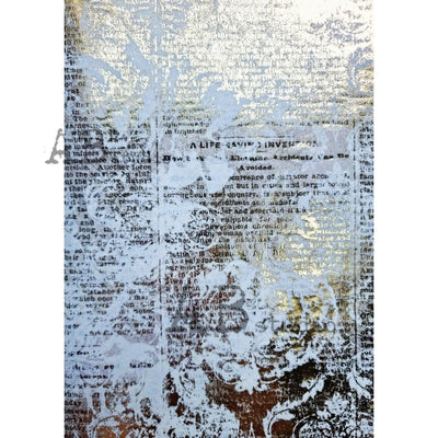 Gold Text Gilded Decoupage Rice Paper A4 Item No. 0087 by AB Studio