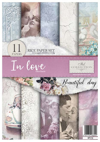 In Love A4 Decoupage Rice Paper Set Item RP016 by ITD Collection
