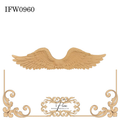 Large Angel Wings Heat Bendable Wood Pliable Embellishment - IFW 0960