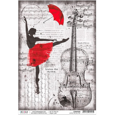 Listen the Rhythm - A4 Rice Paper Loving in the Rain Ciao Bella Collection