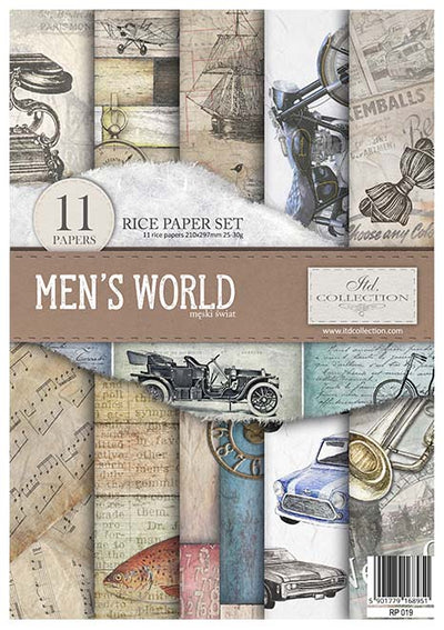 Men's World A4 Decoupage Rice Paper Set Item RP019 by ITD Collection