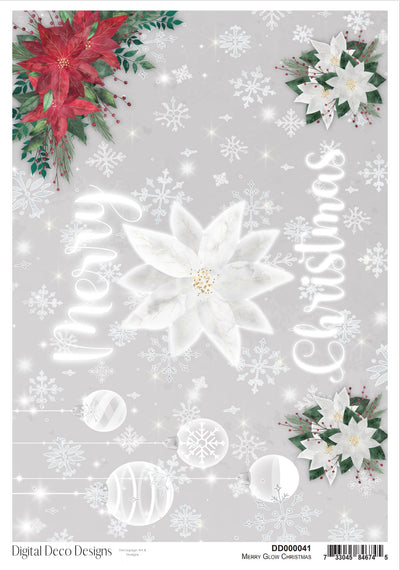 Merry Glow Christmas A4 Rice Paper Digital Deco Design Collection