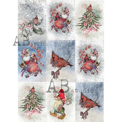 Mini Christmas Cards Decoupage Rice Paper A4 Item No. 0965 by AB Studio
