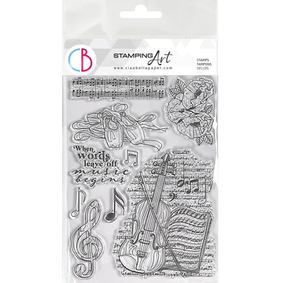 Music Begins - Clear Stamp 6x8 by Ciao Bella Stamping Art