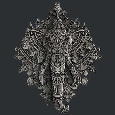 Ornate Elephant silicone mold by Zuri