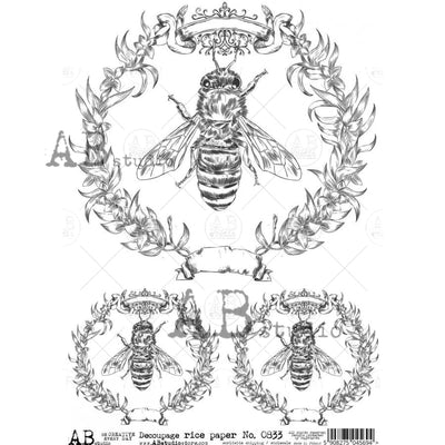 Queen Bee Medallions Decoupage Rice Paper A4 Item No. 0833 by AB Studio