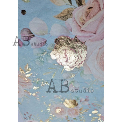 Rose Bliss Gilded Decoupage Rice Paper A4 Item No. 0096 by AB Studio