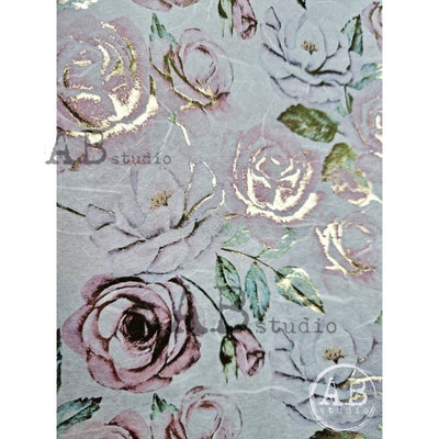 Roses Gilded Decoupage Rice Paper A4 Item No. 0002 by AB Studio