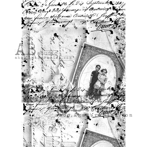 Script Text and Frame Gold Vellum Paper A4 Item No. 0146 by AB Studio