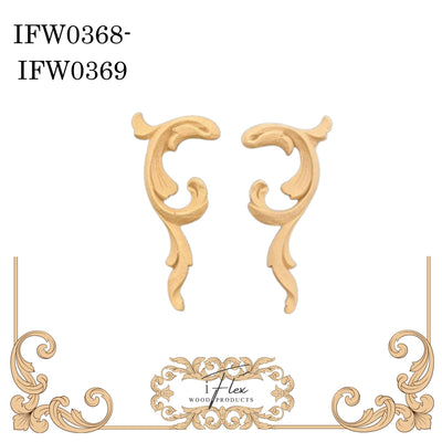 Scroll Pair Decorative Applique Embellishment IFW 0368-0369