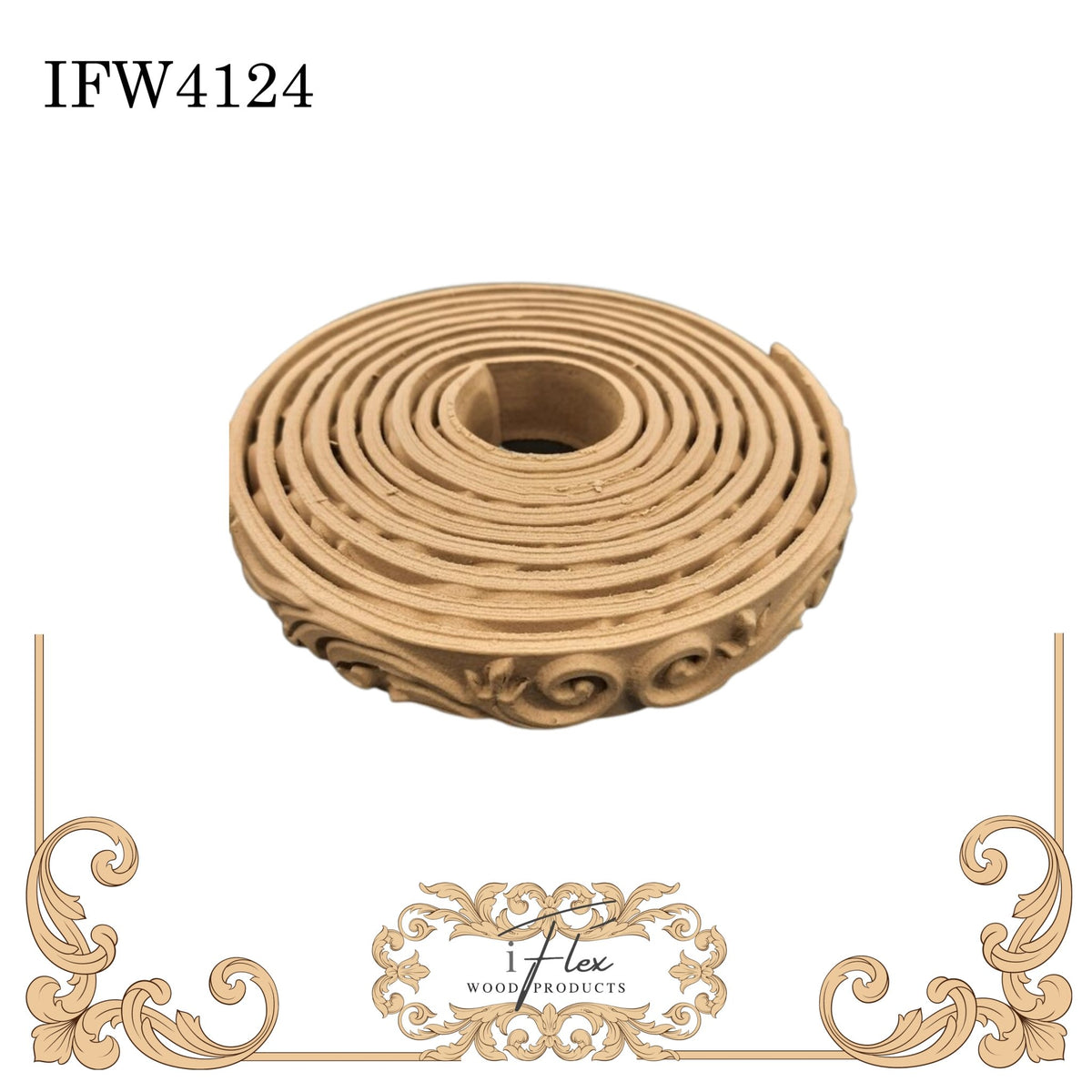 Scroll Trim Heat Bendable Wood Trim Iflex Wood Products IFW 4124 Bendable Wood  Trim, Ornate Trim, Heat Flexible Trim Embellishment 