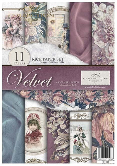 Velvet A4 Decoupage Rice Paper Set Item RP044 by ITD Collection