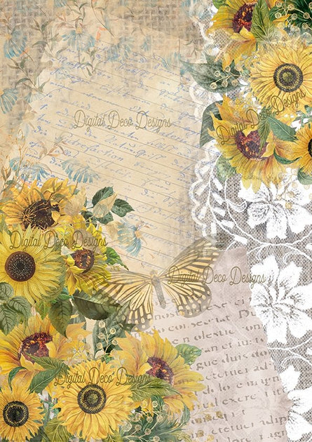 Floral Block Print Decoupage Craft Paper Napkin for Scrapbooking
