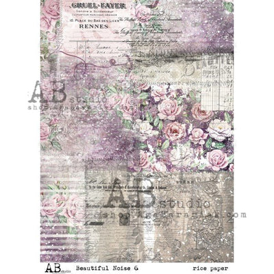 Vintage and Distressed Postcards with Flowers Decoupage Rice Paper A4 Item No. 0051 by AB Studio
