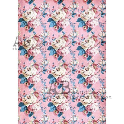 Vintage Light Pink Peony Pattern Decoupage Rice Paper A4 Item No. 0495 by AB Studio