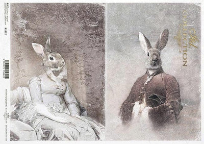 Vintage Sophisticated Rabbits Tale Decoupage Rice Paper A4 Item R1812 by ITD Collection