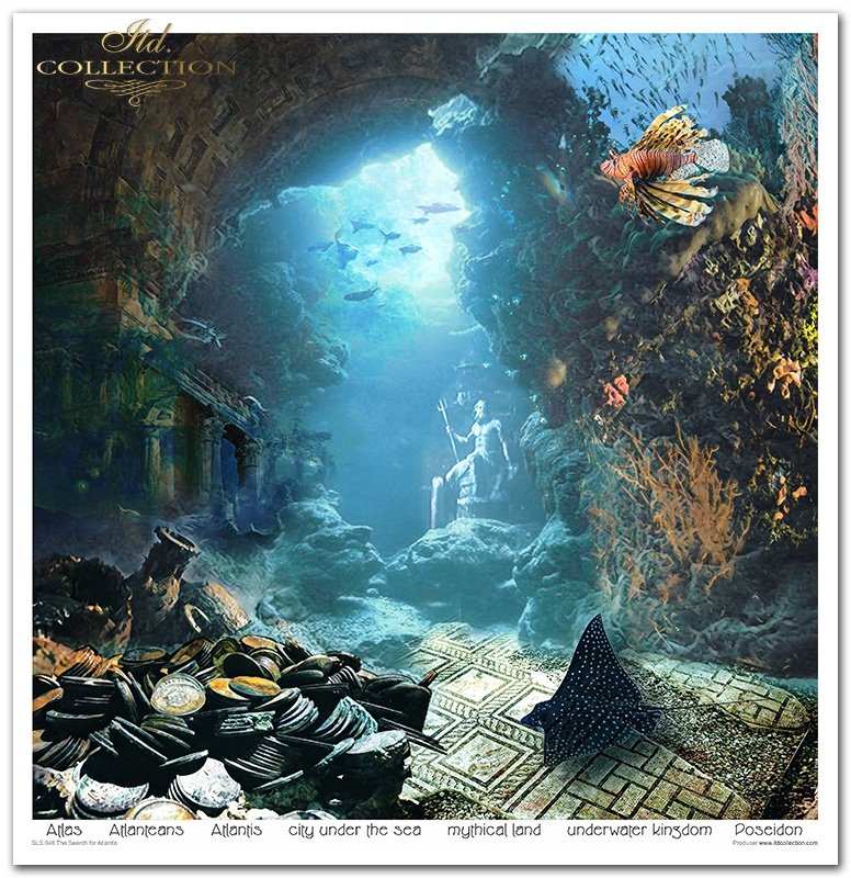 The Search For Atlantis Scrapbooking Paper Set 12.2x12.6 10/Pkg by