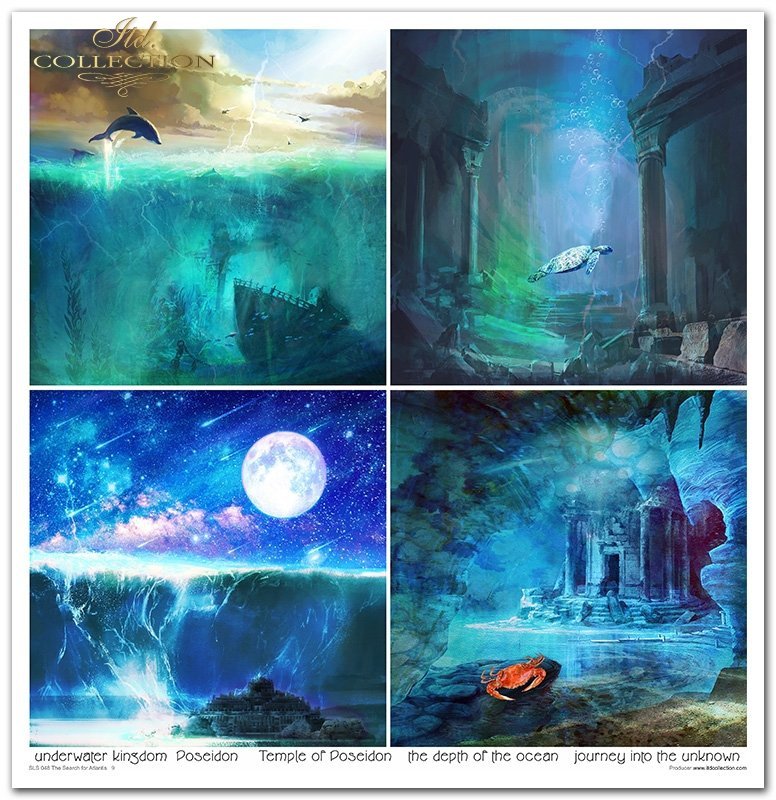 The Search For Atlantis Scrapbooking Paper Set 12.2x12.6 10/Pkg by