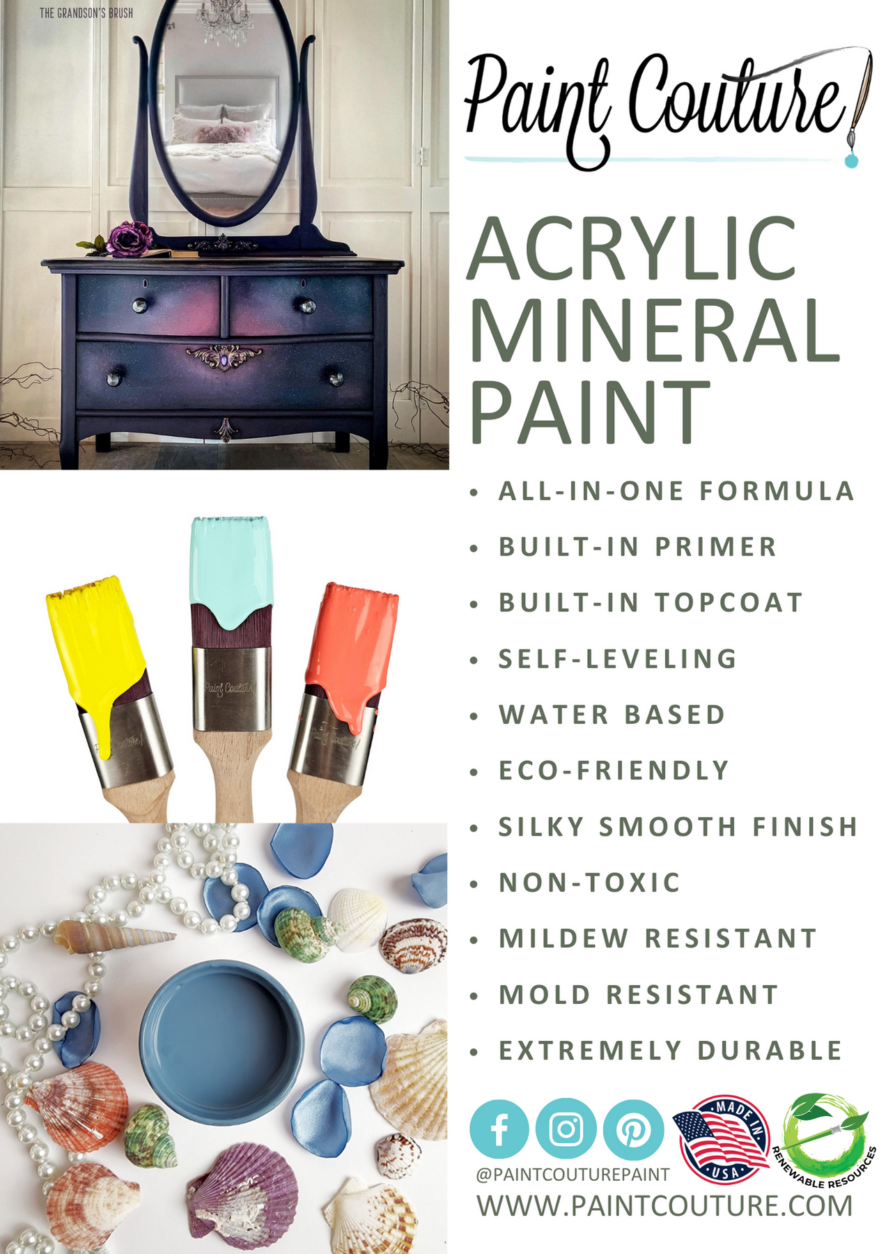 Pack of Paint Couture Acrylic Mineral Paint Flyers – All Paint Products
