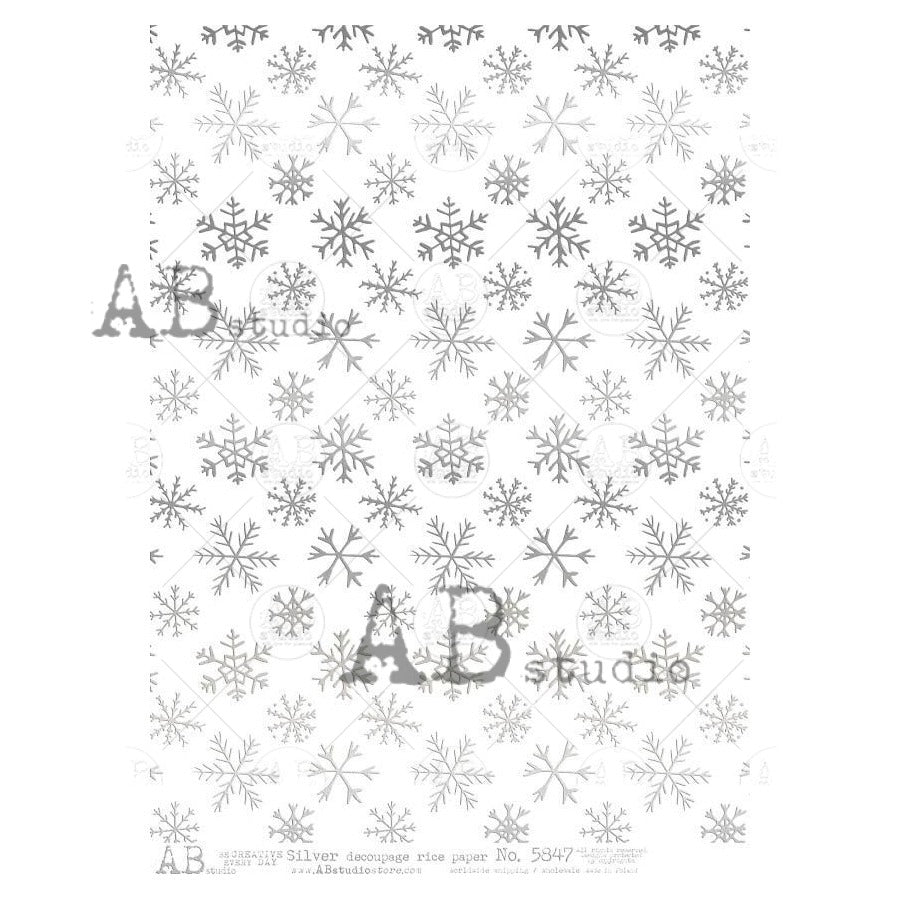 Snowflakes Silver Decoupage Rice Paper A4 Item No. 5847 by AB Studio ...