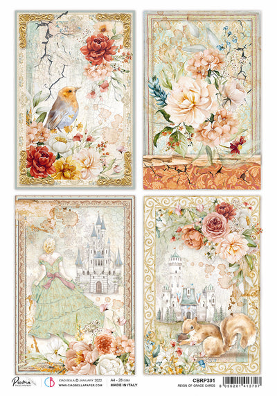 Reign of Grace Cards A4 Decoupage Rice Paper Reign of Grace Collection by Ciao Bella