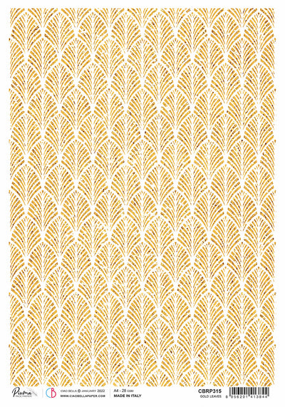 Gold Leaves A4 Decoupage Rice Paper Indigo Collection by Ciao Bella