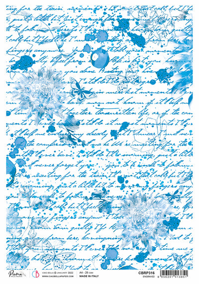 Engraved A4 Decoupage Rice Paper Indigo Collection by Ciao Bella