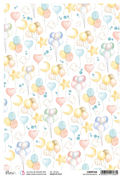 Balloon Bouquets A4 Decoupage Rice Paper My Tiny World Collection by Ciao Bella