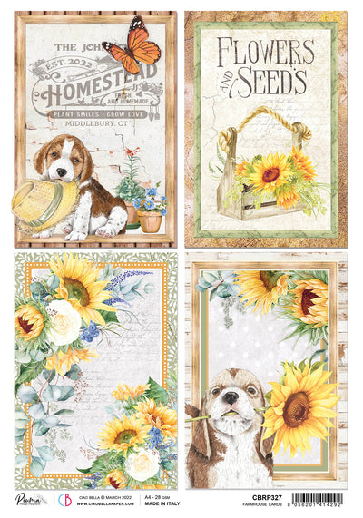Farmhouse Cards A4 Decoupage Rice Paper Farmhouse Garden Collection by Ciao Bella