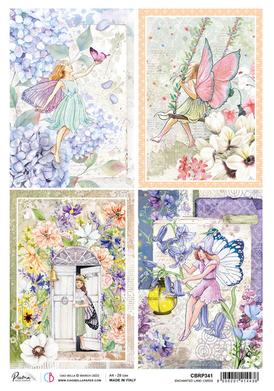 Enchanted Land Cards A4 Decoupage Rice Paper Enchanted Land Collection by Ciao Bella CBRP341