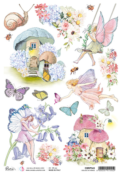 I Believe in Fairies A4 Decoupage Rice Paper Enchanted Land Collection by Ciao Bella CBRP343