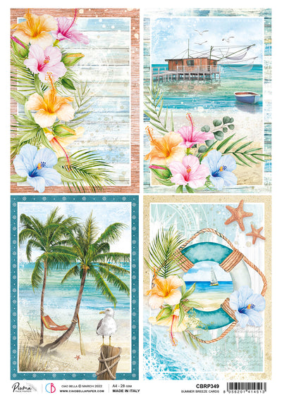 Summer Breeze Cards A4 Decoupage Rice Paper Summer Breeze Collection by Ciao Bella CBRP349