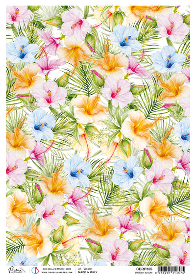 Summer Bloom A4 Decoupage Rice Paper Summer Breeze Collection by Ciao Bella CBRP355