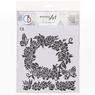 Roses Wreath Texture Stencil 8x8 in. Reign of Grace Collection by Ciao Bella MS8-021