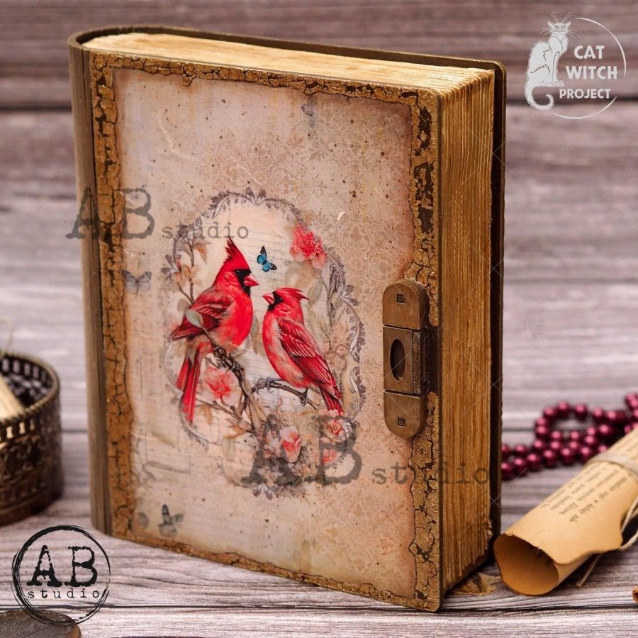 Baroque Cardinal Cards Decoupage Rice Paper A4 6162 by AB Studio