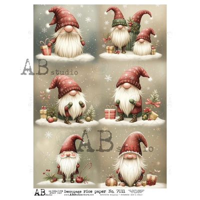Frosty Gnomes Decoupage Rice Paper A4 7011 by AB Studio
