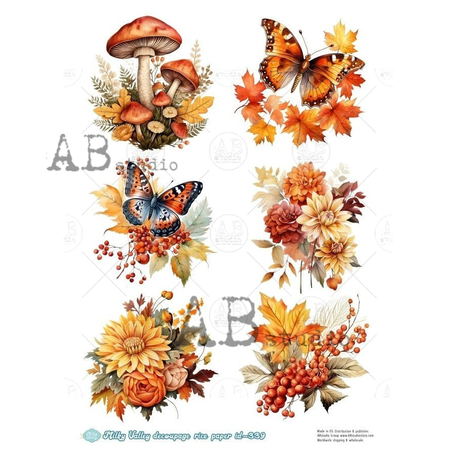 Late Autumn Flowers Decoupage Rice Paper A4 Item Milky Valley ID 339 b ...