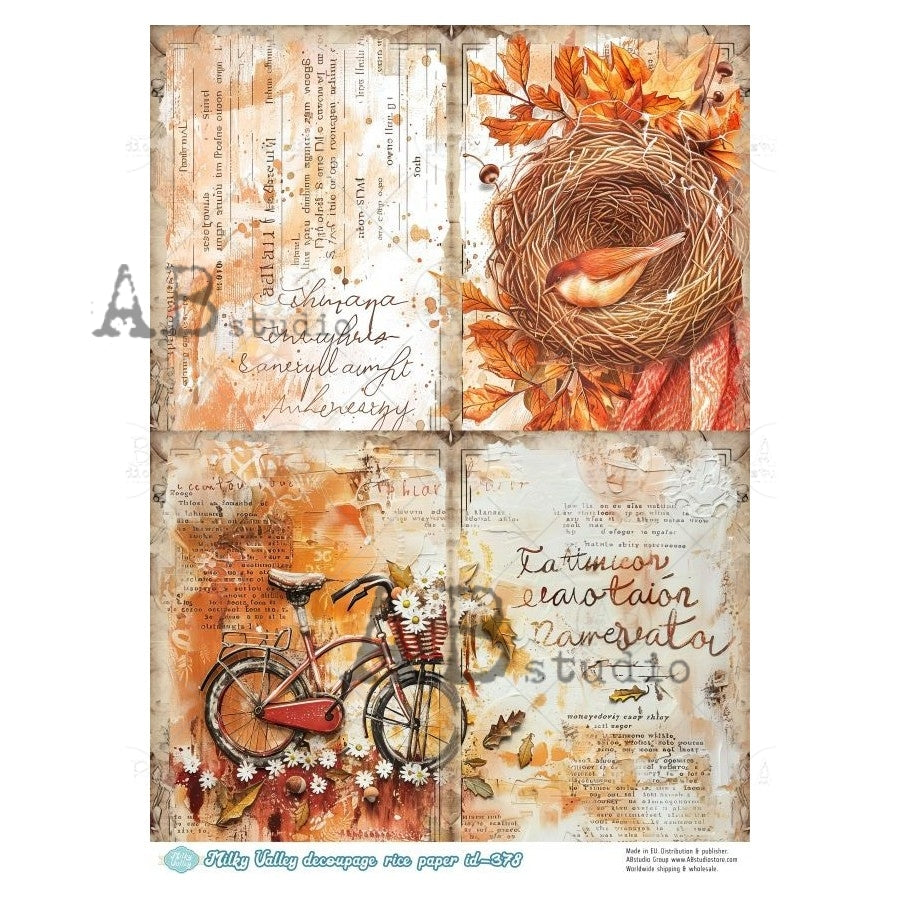 Fall Cards Decoupage Rice Paper A4 Item Milky Valley ID 378 by AB Stud ...