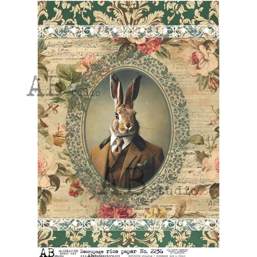 Framed Bunny Decoupage Rice Paper A4 Item No. 2236 by AB Studio – All ...