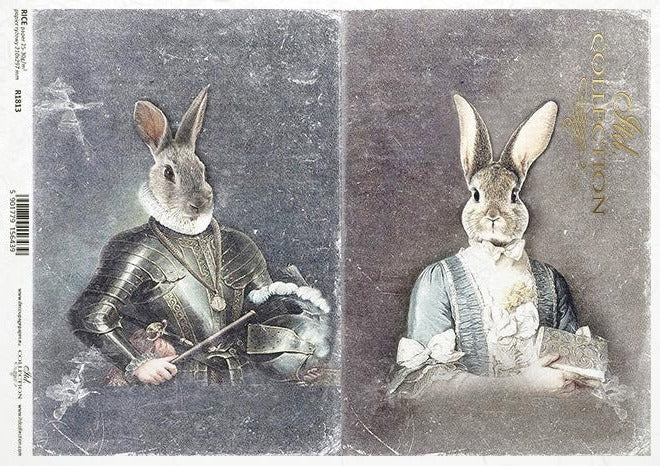 A Rabbits Knightly Tale Decoupage Rice Paper A4 Item R1813 by ITD Coll ...