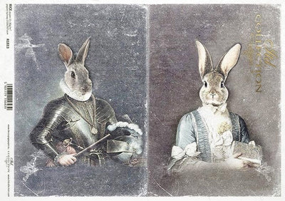 A Rabbits Knightly Tale Decoupage Rice Paper A4 Item R1813 by ITD Collection