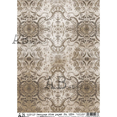 Aged Grey Damask Wallpaper Decoupage Rice Paper A4 Item No. 1354 by AB Studio