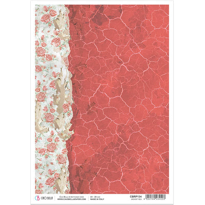 Ancient Red - A4 Rice Paper Frozen Roses Ciao Bella Collection
